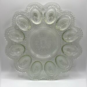 VTG Clear Pressed Indiana Glass Crystal Cut Serving Dish Deviled Eggs Tray